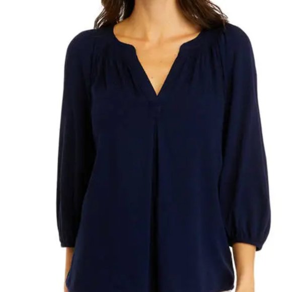 Lilly Pulitzer Tops - Lilly Pulitzer Boho Tunic Peasant Navy Blue Top Medium-Large